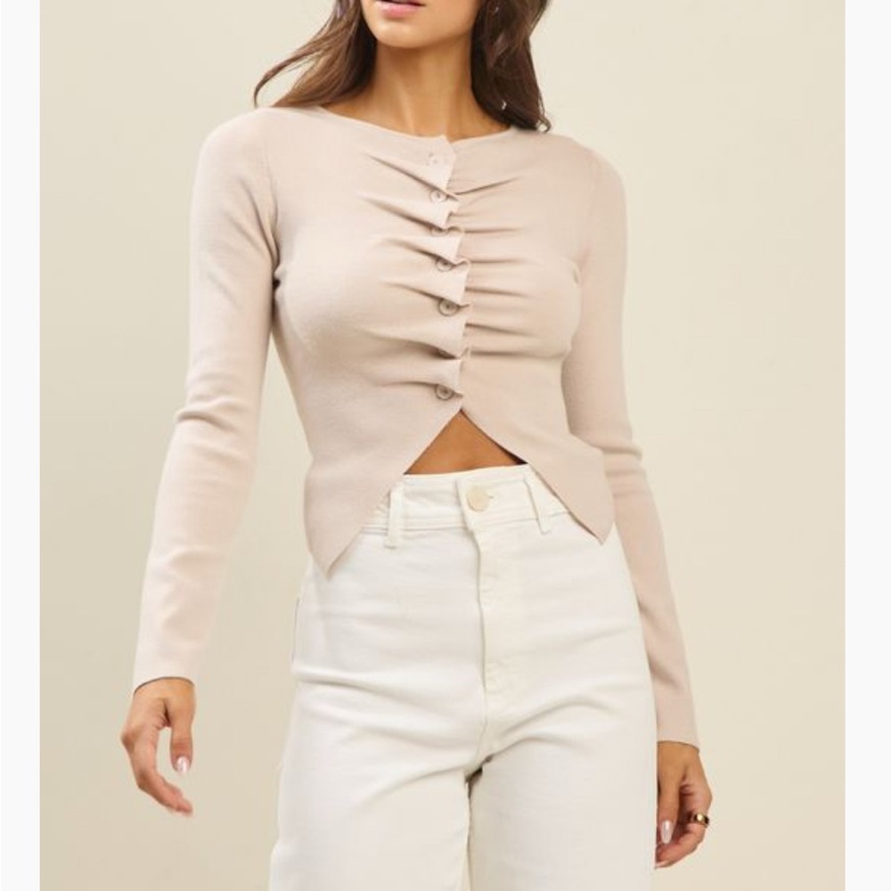 Elegant Cream Button-Up Women's Top